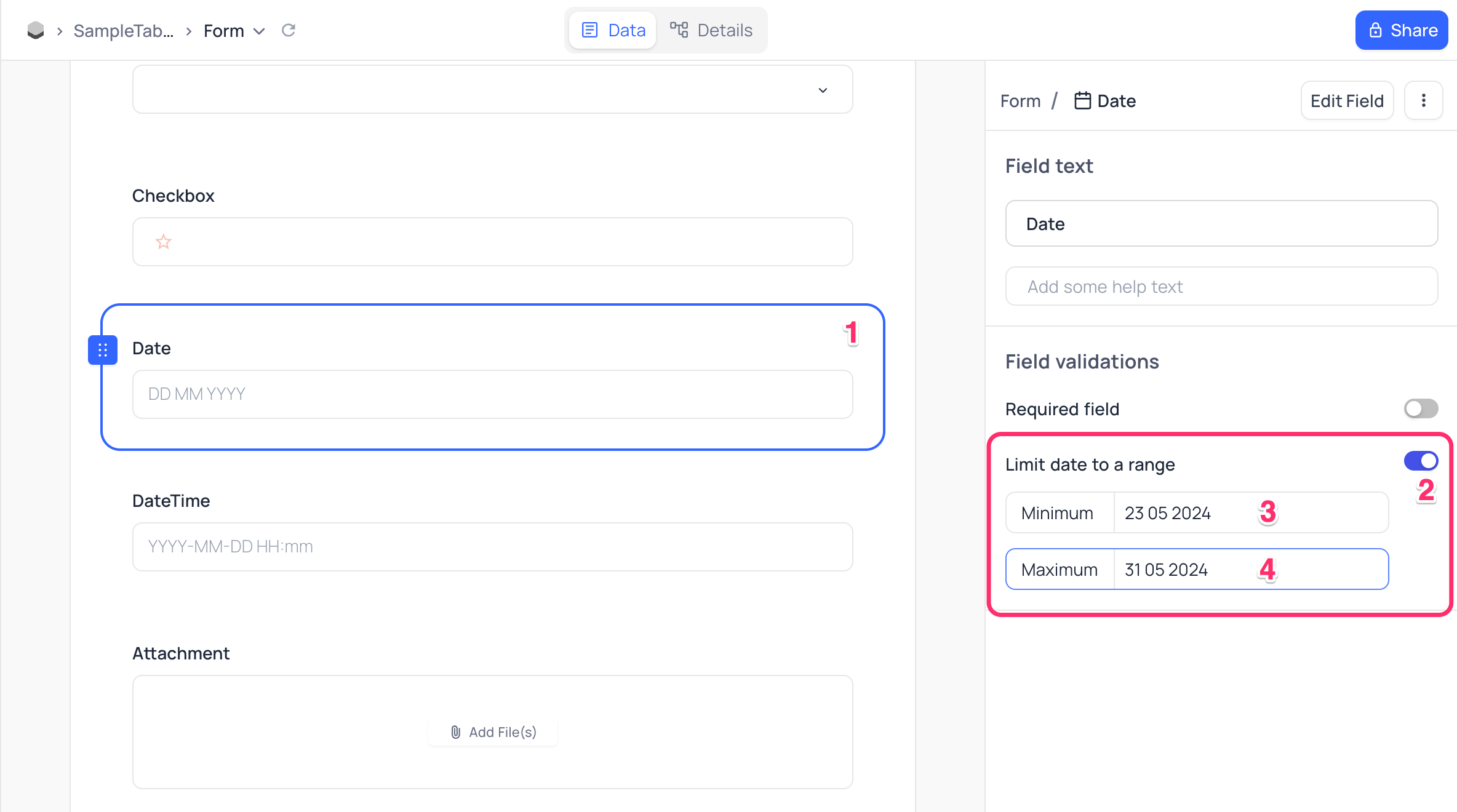 Date Field Validations