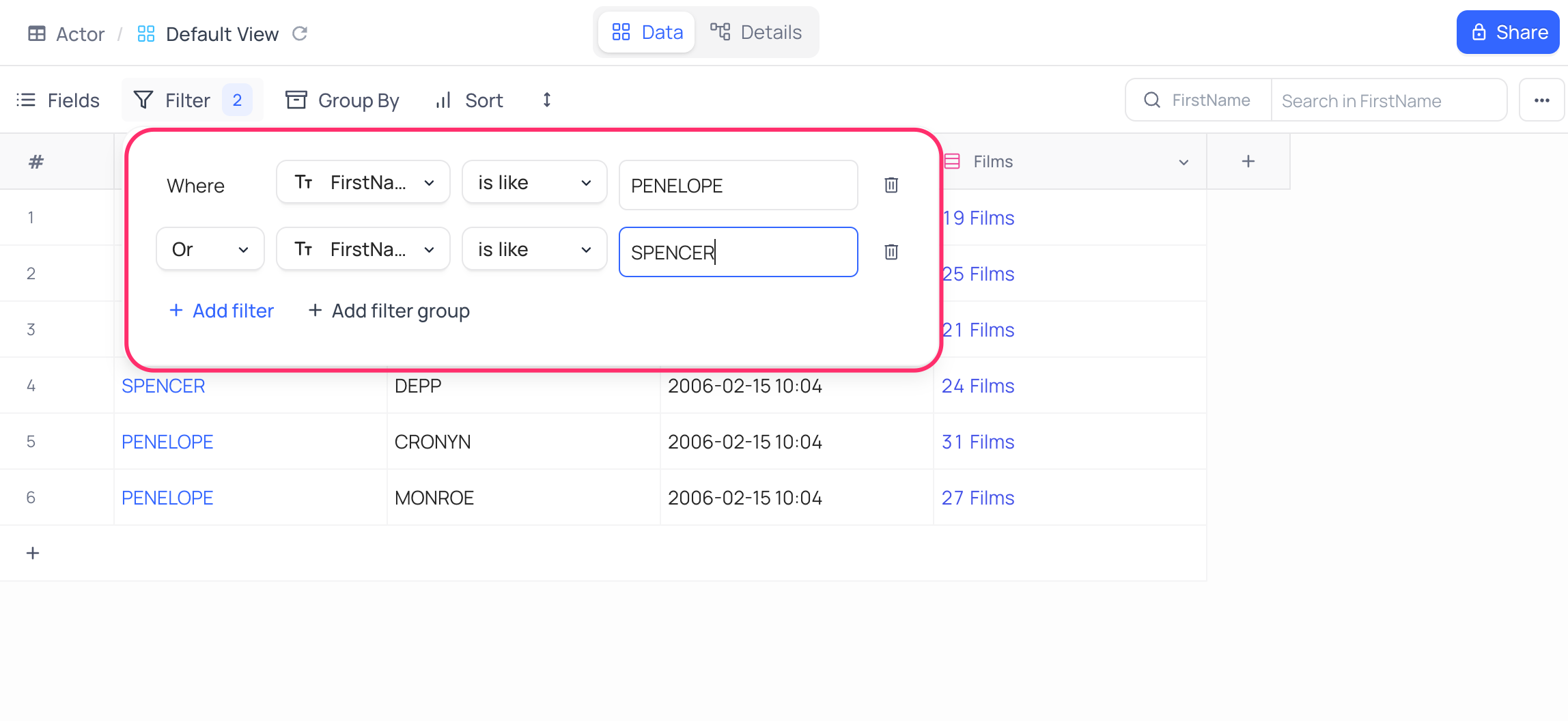 Nested Filters